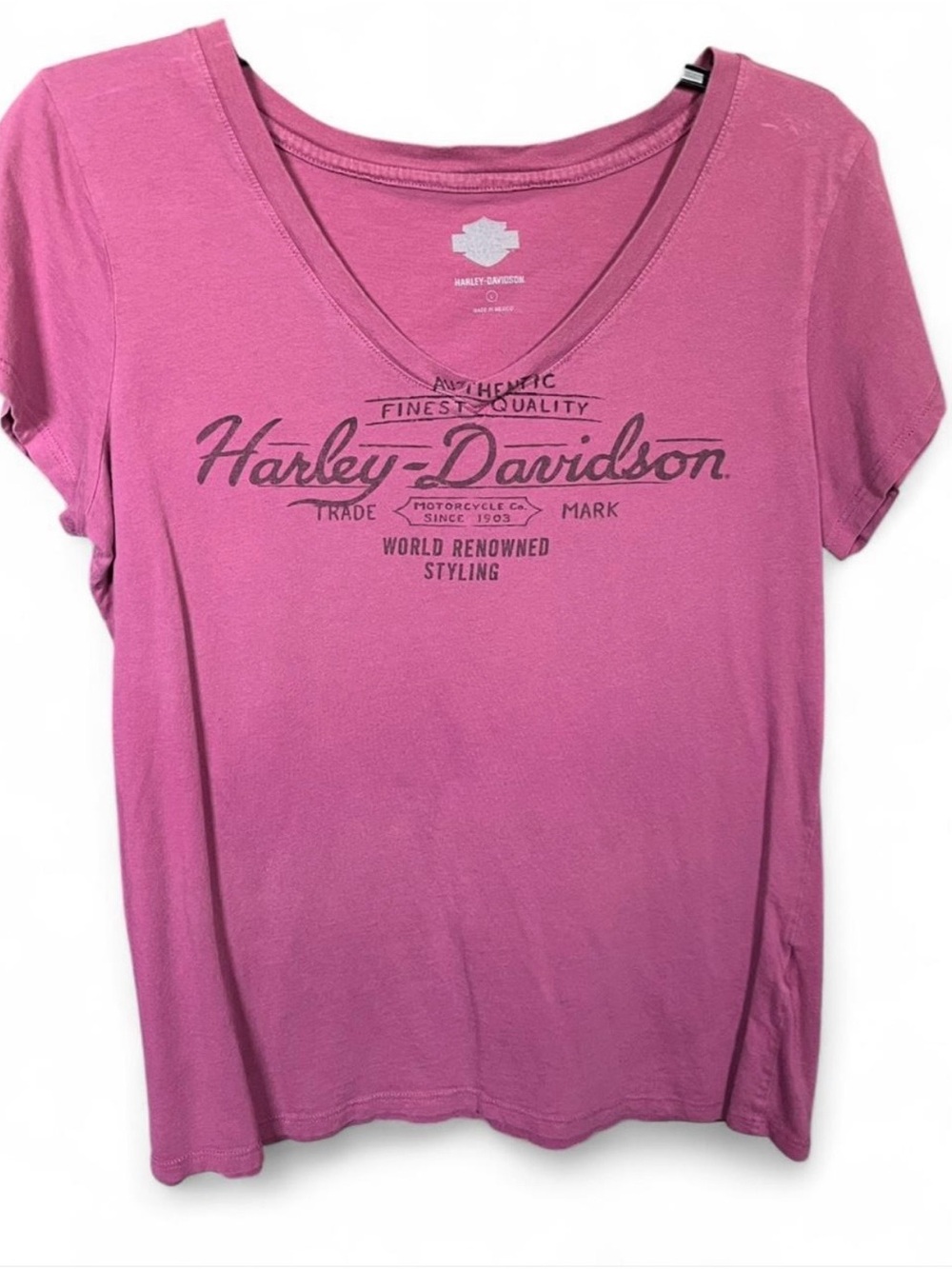 Harley-Davidson Pink V-Neck Logo Tee